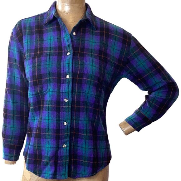 VTG REI Wool Nylon Plaid Button Down Shirt Sz S #325E - Picture 2 of 8